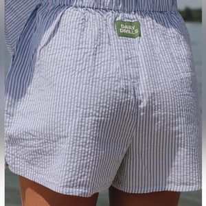 NWT Daily Drills Seersucker Shorts - Light Blue/White Stripe, size M